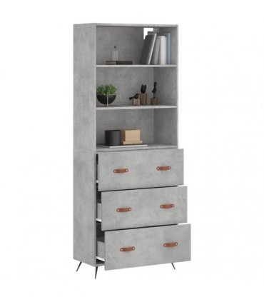 vidaXL Highboard Concrete Grey 69,5x34x180 cm Engineered Wood
