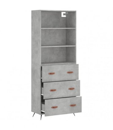 vidaXL Highboard Concrete Grey 69,5x34x180 cm Engineered Wood