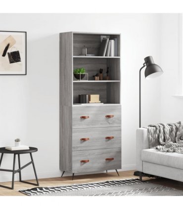 vidaXL Highboard Grey Sonoma 69,5x34x180 cm Engineered Wood