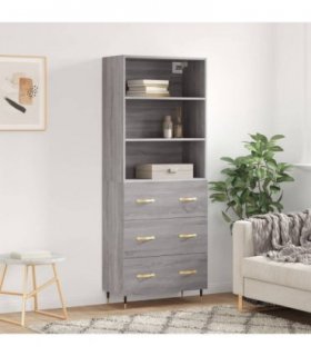 vidaXL Highboard Grey Sonoma 69,5x34x180 cm Engineered Wood