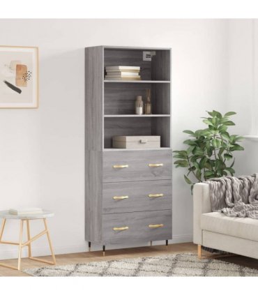 vidaXL Highboard Grey Sonoma 69,5x34x180 cm Engineered Wood