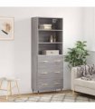 vidaXL Highboard Grey Sonoma 69,5x34x180 cm Engineered Wood