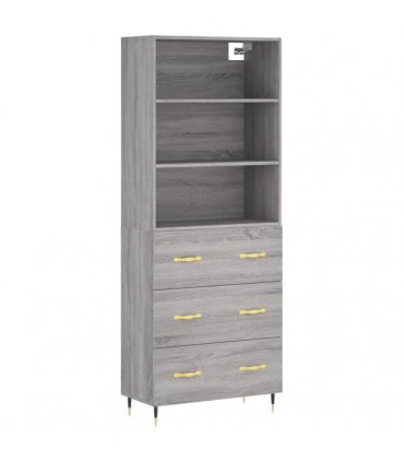 vidaXL Highboard Grey Sonoma 69,5x34x180 cm Engineered Wood
