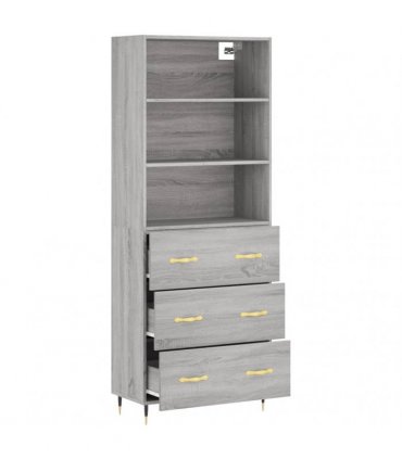 vidaXL Highboard Grey Sonoma 69,5x34x180 cm Engineered Wood