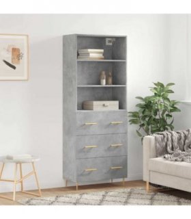 vidaXL Highboard Concrete Grey 69,5x34x180 cm Engineered Wood