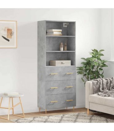 vidaXL Highboard Concrete Grey 69,5x34x180 cm Engineered Wood