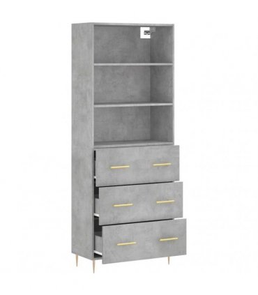 vidaXL Highboard Concrete Grey 69,5x34x180 cm Engineered Wood