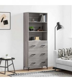 vidaXL Highboard Grey Sonoma 69,5x34x180 cm Engineered Wood