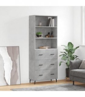 vidaXL Highboard Concrete Grey 69,5x34x180 cm Engineered Wood