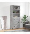 vidaXL Highboard Concrete Grey 69,5x34x180 cm Engineered Wood