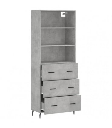 vidaXL Highboard Concrete Grey 69,5x34x180 cm Engineered Wood