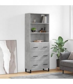 vidaXL Highboard Concrete Grey 69,5x34x180 cm Engineered Wood