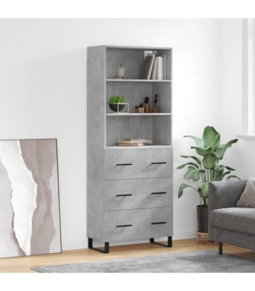 vidaXL Highboard Concrete Grey 69,5x34x180 cm Engineered Wood