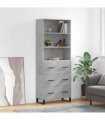 vidaXL Highboard Concrete Grey 69,5x34x180 cm Engineered Wood