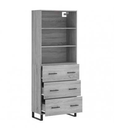 vidaXL Highboard Grey Sonoma 69,5x34x180 cm Engineered Wood