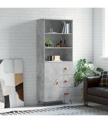 vidaXL Highboard Concrete Grey 69,5x34x180 cm Engineered Wood