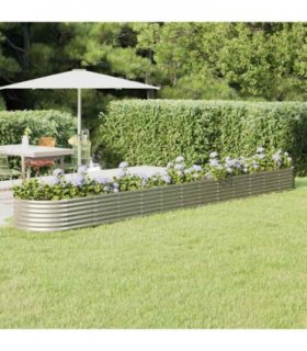 vidaXL Garden Raised Bed Galvanised Steel 512x80x36 cm Silver
