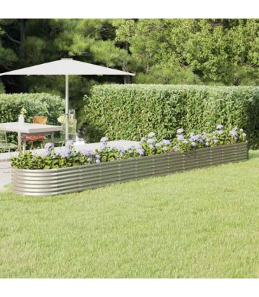 vidaXL Garden Raised Bed Galvanised Steel 512x80x36 cm Silver