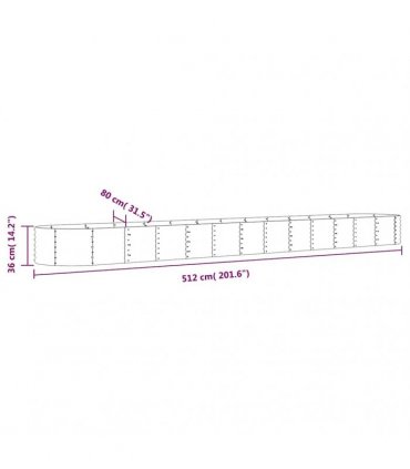 vidaXL Garden Raised Bed Galvanised Steel 512x80x36 cm Silver