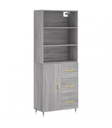 vidaXL Highboard Grey Sonoma 69,5x34x180 cm Engineered Wood