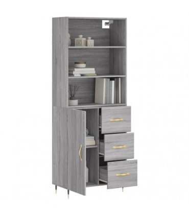 vidaXL Highboard Grey Sonoma 69,5x34x180 cm Engineered Wood