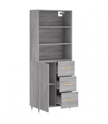 vidaXL Highboard Grey Sonoma 69,5x34x180 cm Engineered Wood