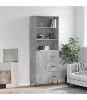 vidaXL Highboard Concrete Grey 69,5x34x180 cm Engineered Wood