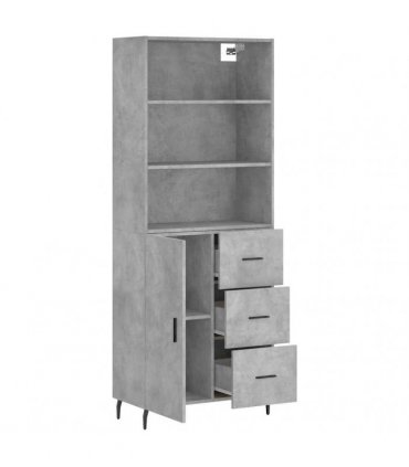 vidaXL Highboard Concrete Grey 69,5x34x180 cm Engineered Wood