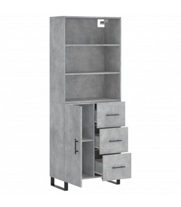vidaXL Highboard Concrete Grey 69,5x34x180 cm Engineered Wood