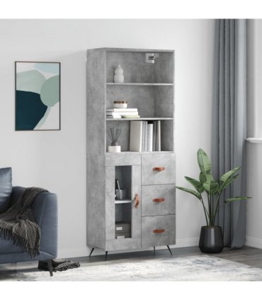 vidaXL Highboard Concrete Grey 69,5x34x180 cm Engineered Wood