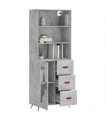 vidaXL Highboard Concrete Grey 69,5x34x180 cm Engineered Wood