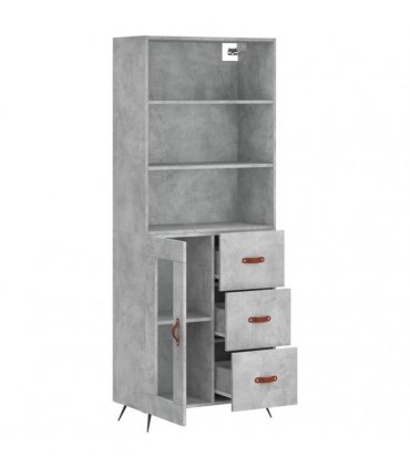 vidaXL Highboard Concrete Grey 69,5x34x180 cm Engineered Wood
