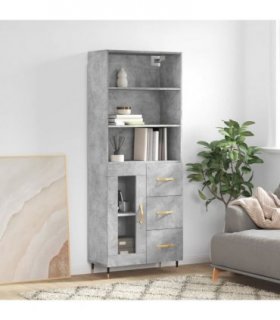 vidaXL Highboard Concrete Grey 69,5x34x180 cm Engineered Wood