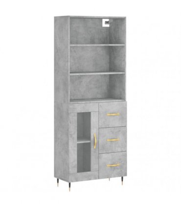 vidaXL Highboard Concrete Grey 69,5x34x180 cm Engineered Wood