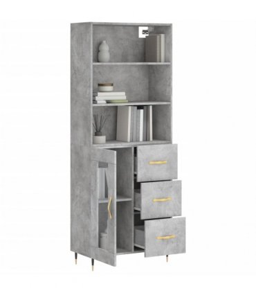 vidaXL Highboard Concrete Grey 69,5x34x180 cm Engineered Wood