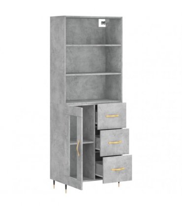 vidaXL Highboard Concrete Grey 69,5x34x180 cm Engineered Wood