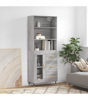 vidaXL Highboard Grey Sonoma 69,5x34x180 cm Engineered Wood