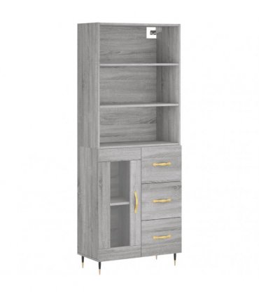 vidaXL Highboard Grey Sonoma 69,5x34x180 cm Engineered Wood