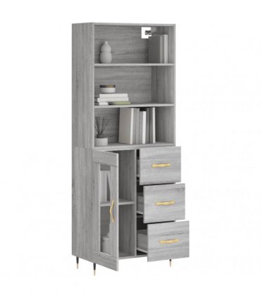 vidaXL Highboard Grey Sonoma 69,5x34x180 cm Engineered Wood