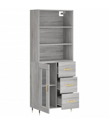 vidaXL Highboard Grey Sonoma 69,5x34x180 cm Engineered Wood