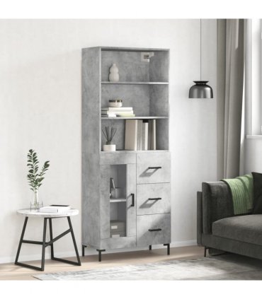 vidaXL Highboard Concrete Grey 69,5x34x180 cm Engineered Wood