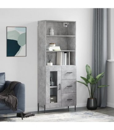 vidaXL Highboard Concrete Grey 69,5x34x180 cm Engineered Wood