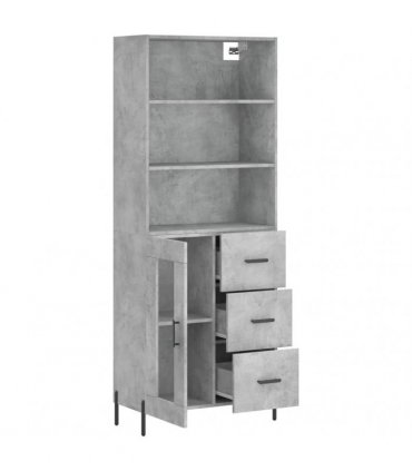 vidaXL Highboard Concrete Grey 69,5x34x180 cm Engineered Wood