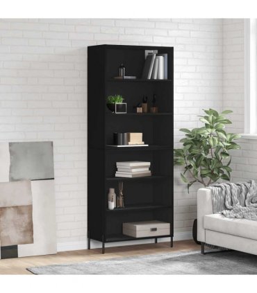 vidaXL Highboard Black 69,5x32,5x180 cm Engineered Wood