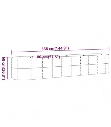 vidaXL Garden Raised Bed Galvanised Steel 368x80x68 cm Silver