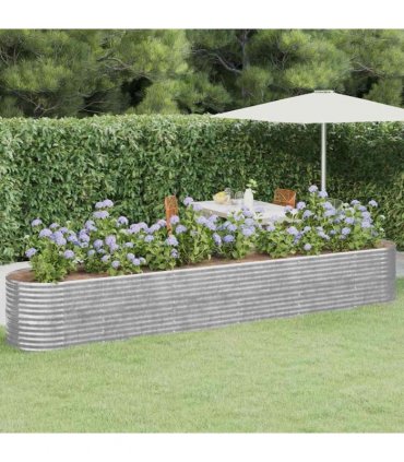 vidaXL Garden Raised Bed Galvanised Steel 440x80x68 cm Silver