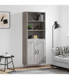 vidaXL Highboard Grey Sonoma 69,5x34x180 cm Engineered Wood