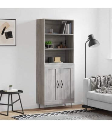 vidaXL Highboard Grey Sonoma 69,5x34x180 cm Engineered Wood