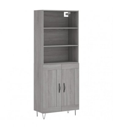 vidaXL Highboard Grey Sonoma 69,5x34x180 cm Engineered Wood