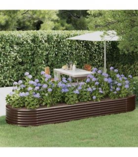 vidaXL Garden Raised Bed Galvanised Steel 322x100x36 cm Brown